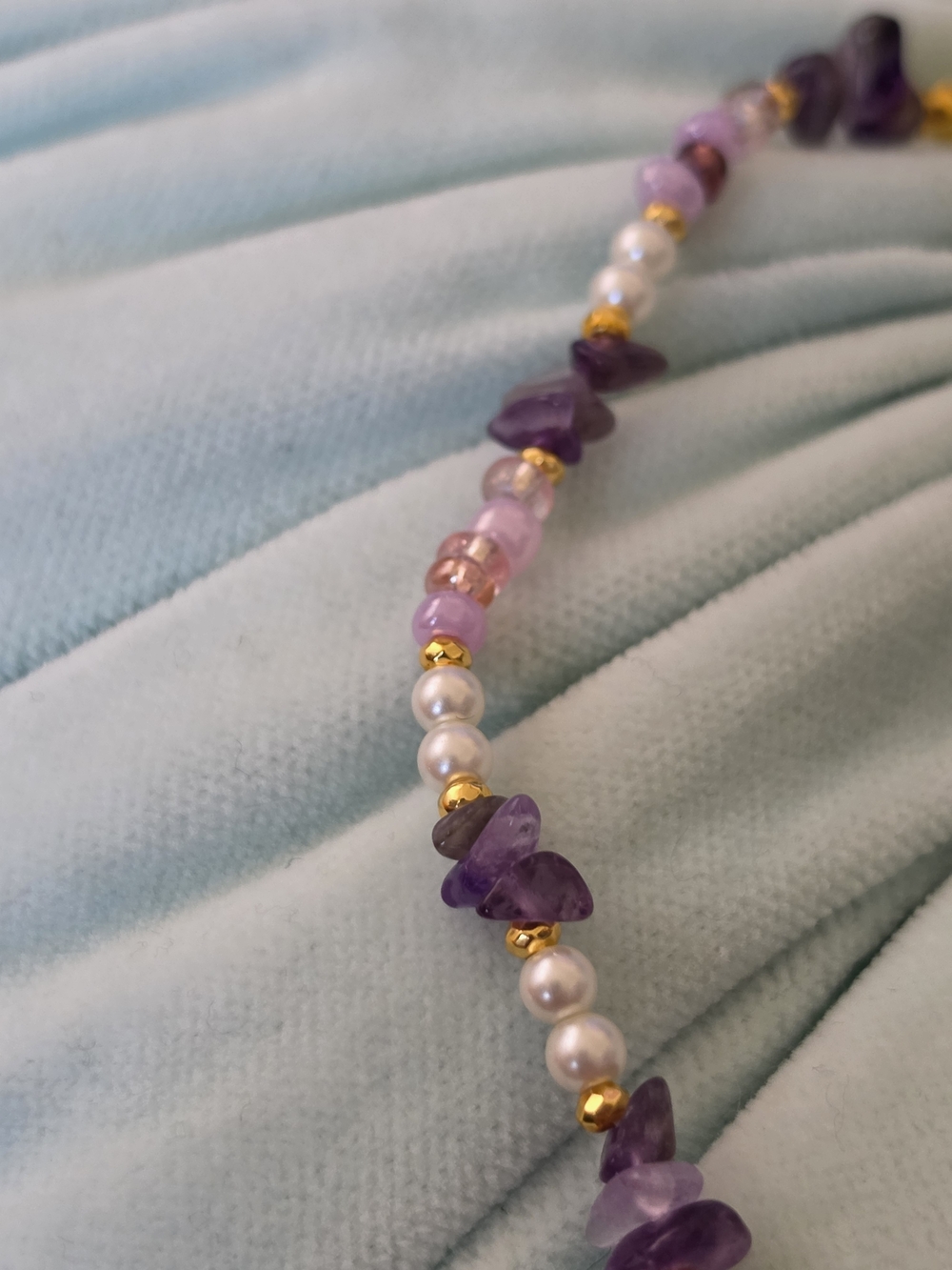 Handcrafted Amethyst Beaded Choker Necklace - Picture 4 of 5
